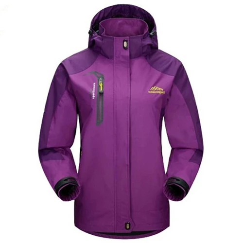Водонепроницаемый куртка Для женщин верхняя одежда с защитой от ветра пальто outdoorsportscampingclimbing с длинными рукавами куртки Jaqueta Feminina Chaqueta Mujer куртки - Цвет: Фиолетовый