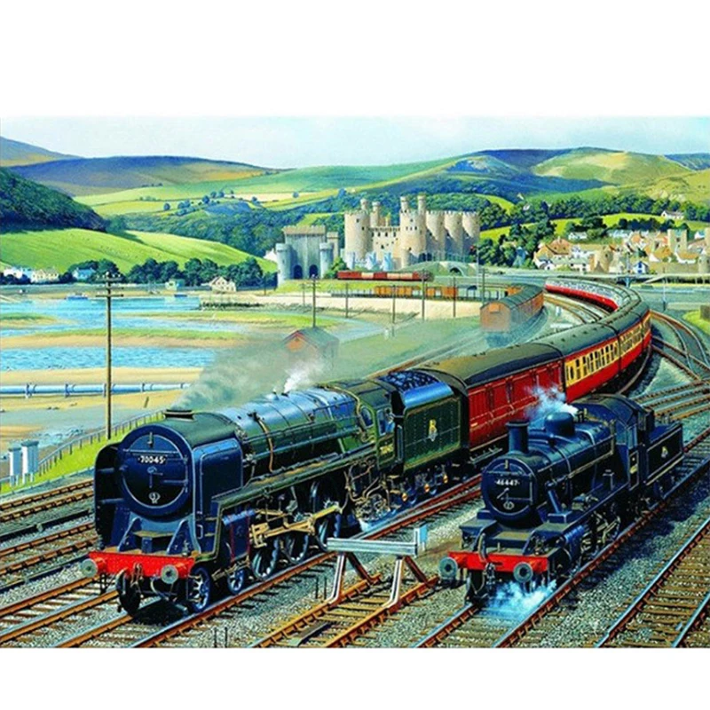 

5D Diy Full Square Round Diamond Painting Mosaic Railway Train Rhinestone Embroidery Cross Stitch Home Decor Ation Gift