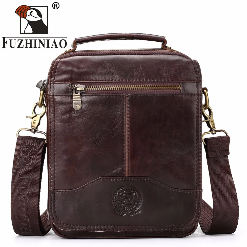 

FUZHINIAO Handbags Men's Small Bag Brand Design Male Genuine Leather Messenger Bags 2018 New Promotion Men Travel Shoulder Bags