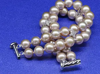 

2 rows9-10mm south sea white round pearl bracelet 7.5-8"