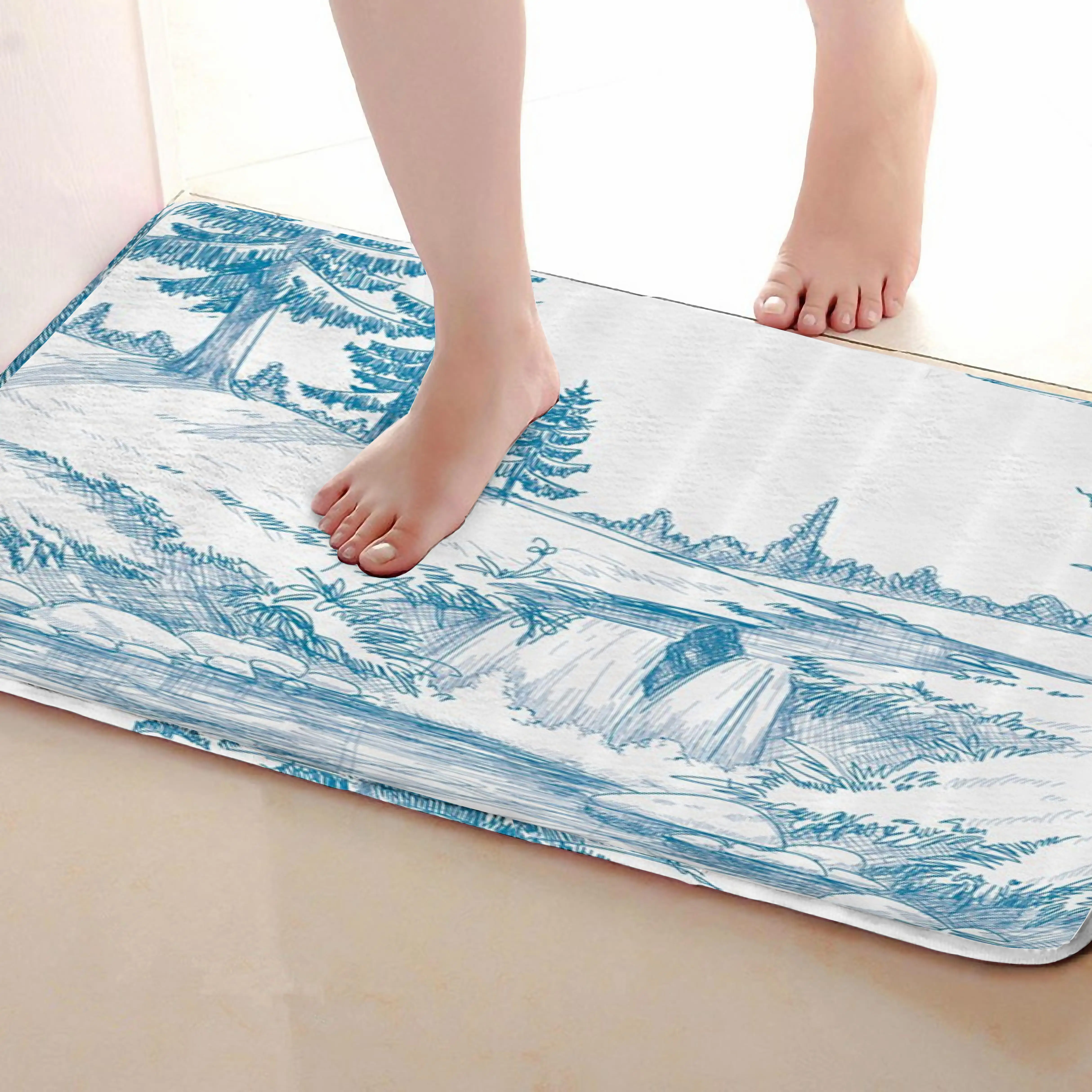 Эскизы Стиль Коврик для ванной комнаты, смешной Противоскользящий коврик для ванной, занавески для душа аксессуары, соответствующие вашей душевой занавеске