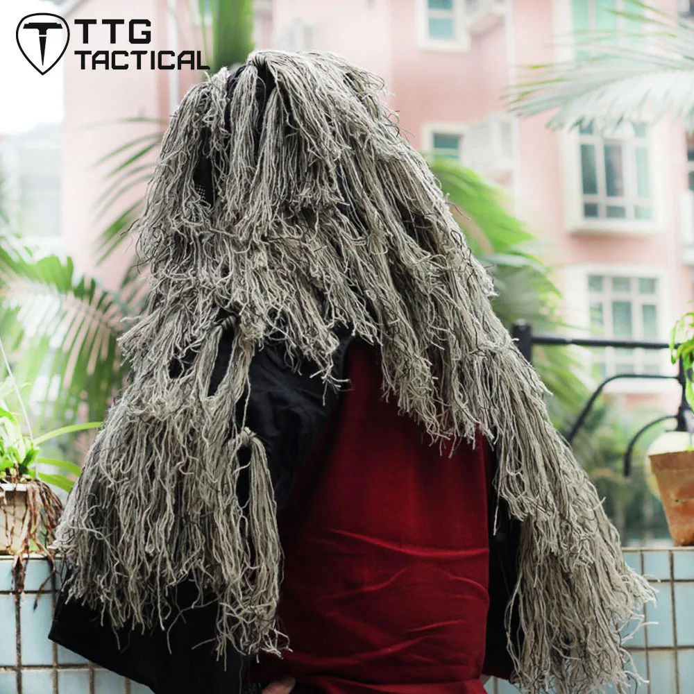 TTGTACTICAL Тактический снайперский Ghillie костюм куртка камуфляж Ghillie основа с мешковины страйкбол Пейнтбол Охота Ghillie Hat