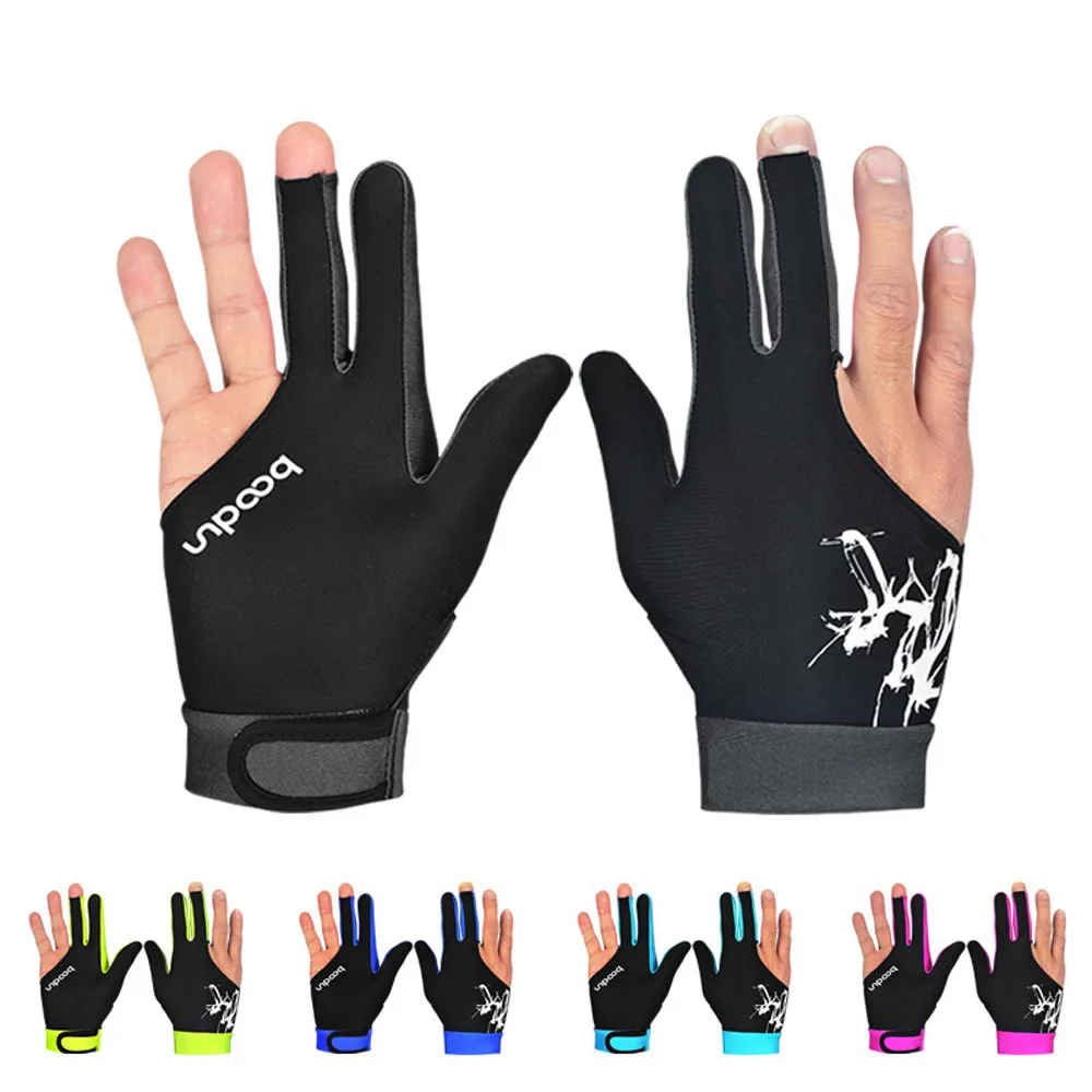 

Spandex Snooker Three-finger Billiard Glove Pool Left And Right Hand Open lightweight fabric anti-slip open finger#y10