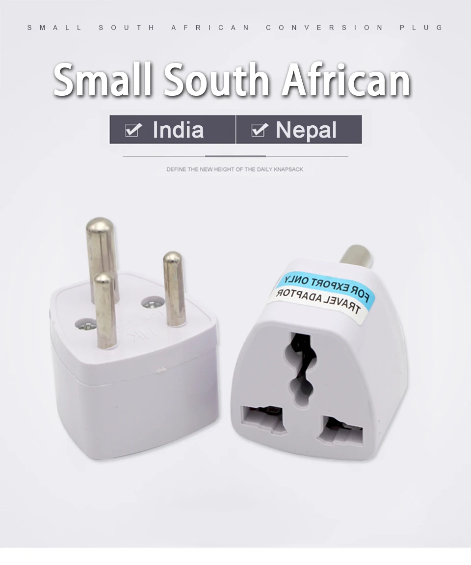 1PC 3 pin Universal UK/US/EU/AU to Small South Africa Plug India Travel Converter Adaptor AC Power Multi Outlet Adapter Socket