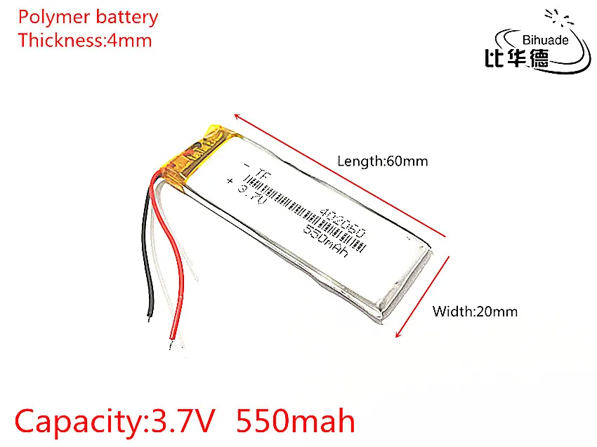 3 7 V 550mAh 402060 литий-полимерный литий-ионный перезаряжаемый аккумулятор для Mp3 MP4 MP5 |