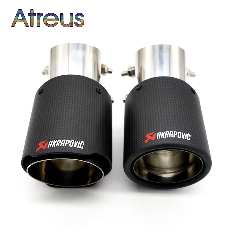 1PC Universal Akrapovic Tips Carbon Fiber font b Exhaust b font Pipe Modified For Ford Toyota
