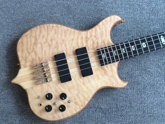 Новинка 2019 + Custom Shop стеганый клен 5 слоев шеи через тело бас Ebony гриф активный 9V