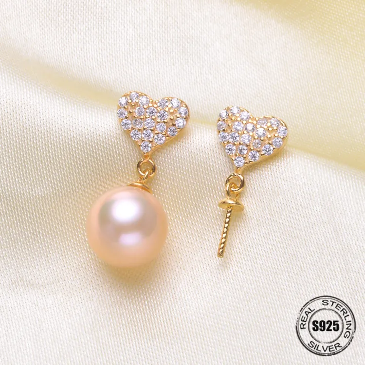 

HOT High Quality 925 Sterling Silver Stud Earrings Settings DIY Pearl Earring Hooks Findings Women's Jewelry Making Accessories