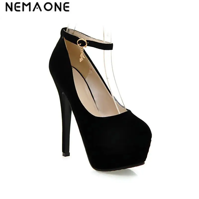

NEMAONE fashion sexy ladies spring and autumn high heel platform pumps ankle strap party high heel shoes woman large size 31-43