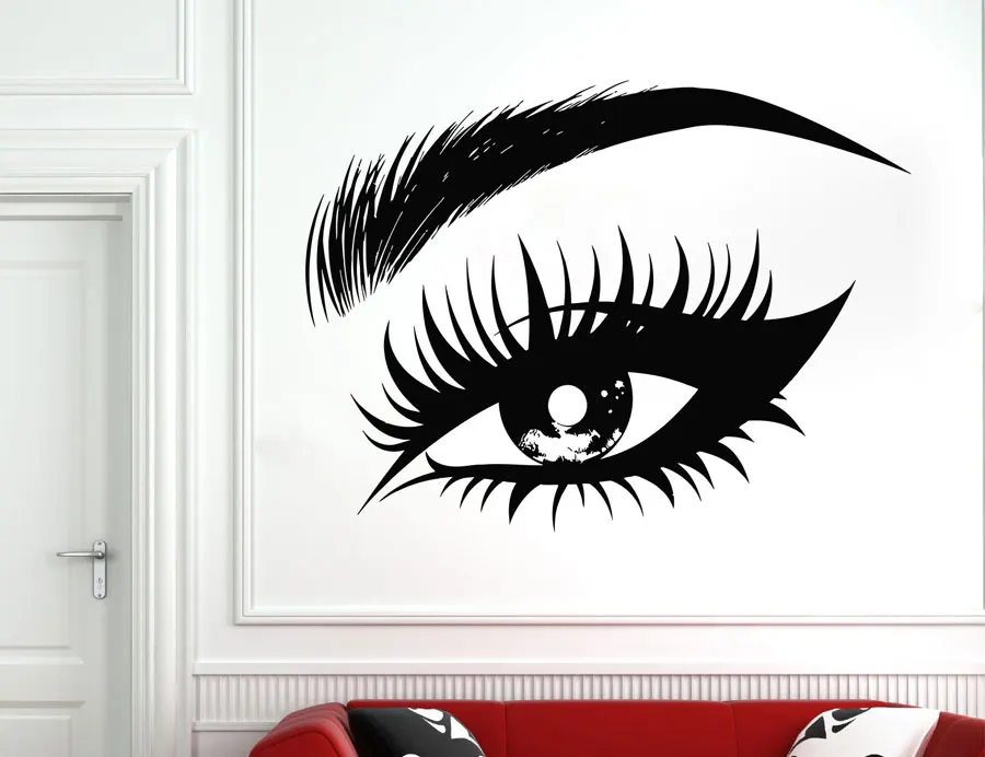 Female Eye Vinyl Wall Decal Eyelashes Lashes Eyebrows Brows Beauty