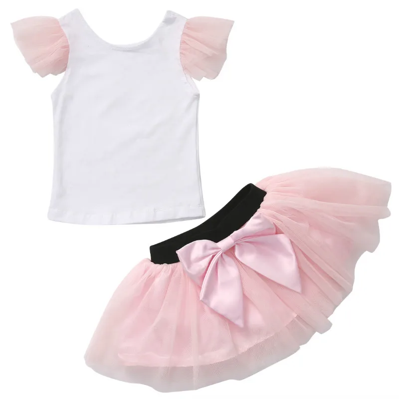 

HOT SALE Family Matching Outfits Women Girls Skirt Sets Mother Daughter Sleeveless Top T-shirt Mini Tulle Tutu Skirt White Pink