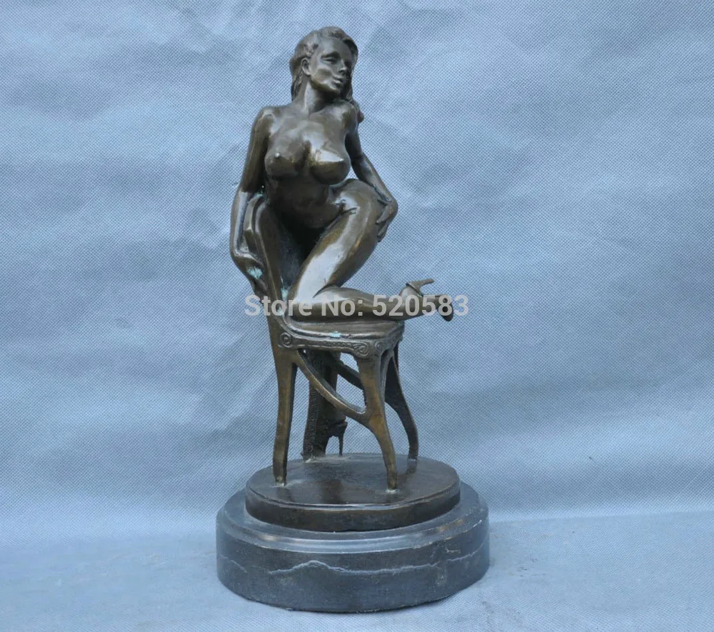 

free 14" Bronze Women Beauty Nude Sexuality Sexy Art Sculpture Statue fast