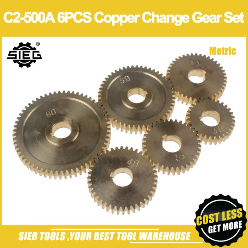 

Free Shipping!/C2-500A 6PCS Cooper Change Gear Set/SIEG C2/C3 Metal Change Gear Set/Metric Type