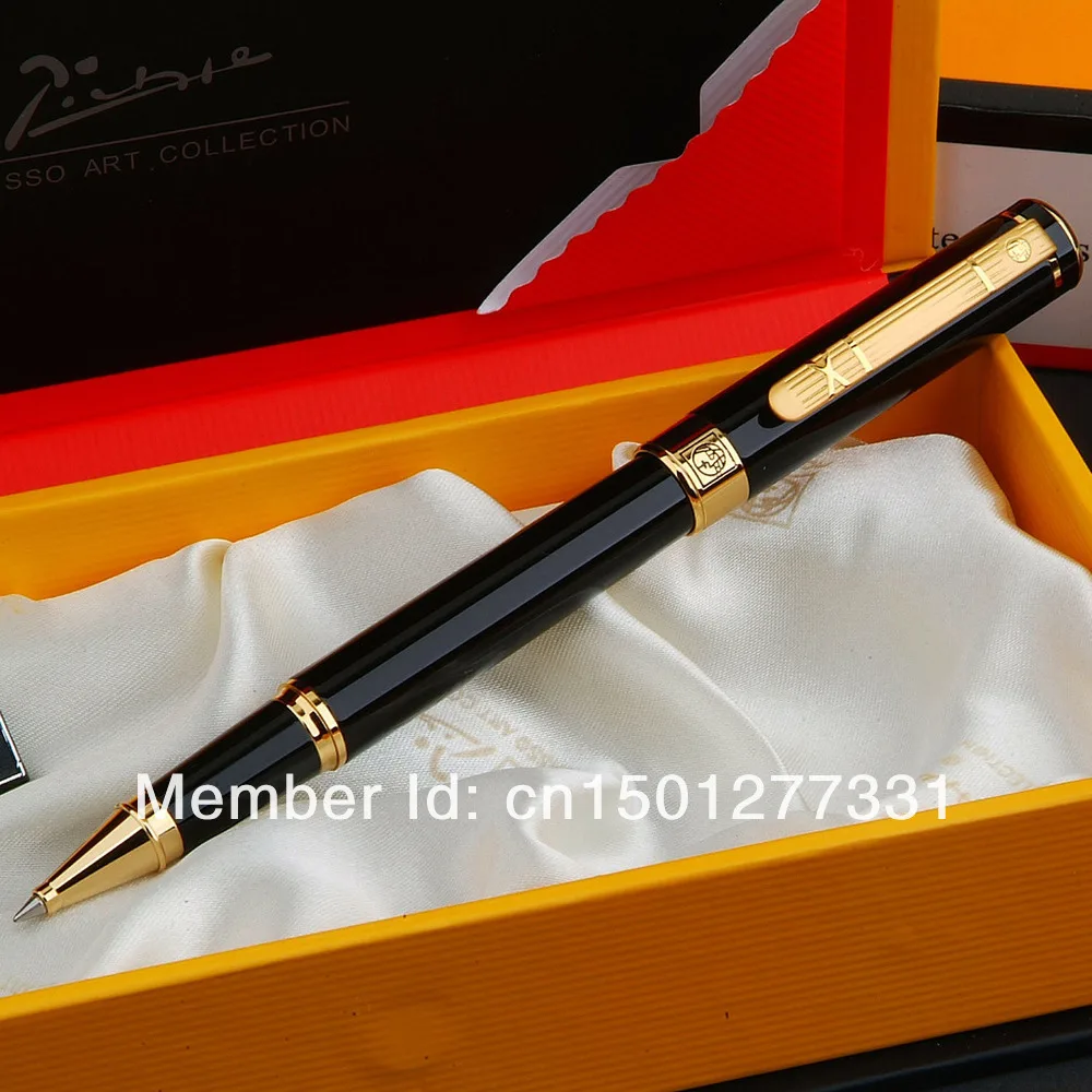 Marker pen FREE SHIPPING PICASSO 902A BLACK AND GOLDEN ROLLER BALL PEN DREAM SERIES WITH ORIGINAL BOX