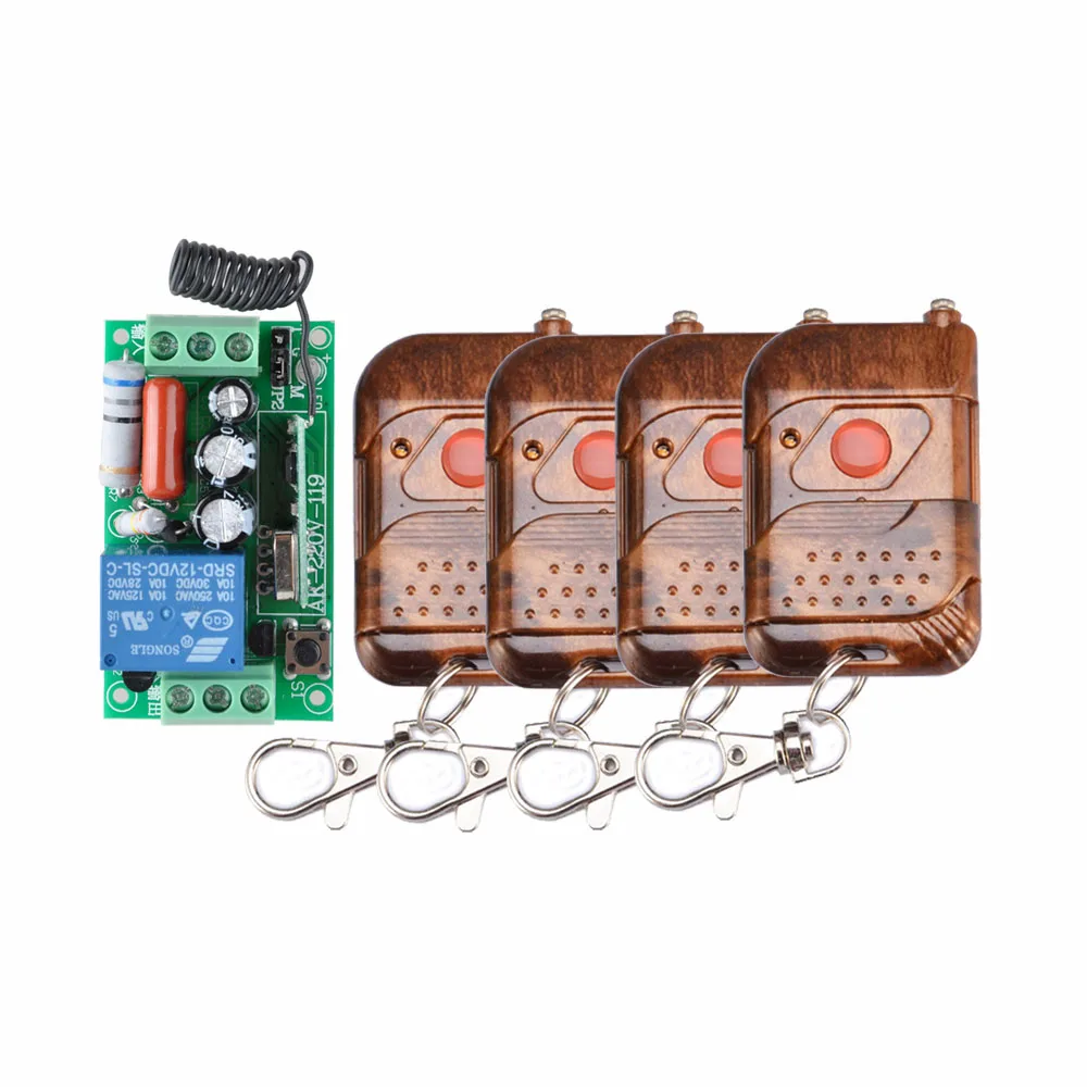 

AC 220V 10A 1 Channel Wireless Relay Remote Control Switch RF Receiver Transmitter 315/433 LED Light Lamp Remote ON OFF Push