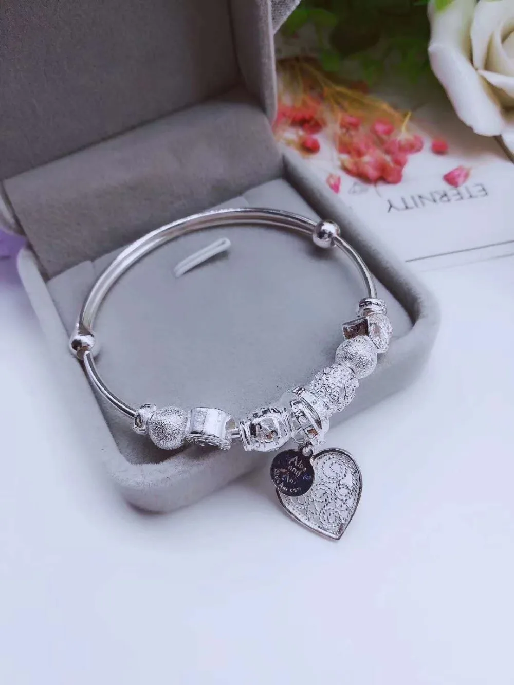 

JOOCHEER Sterling S990 silver Bangles 990 Bangle cute romantic trendy classic grace fashion ethnic active opening bracelet