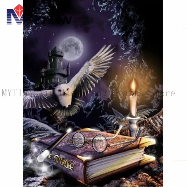 18090508 New 5d DIY Diamond Painting Harry Potter Owl Hogwarts Mosaic Cross Stitch Full Square Drill 3D Diamond Painting Kits Home Decor