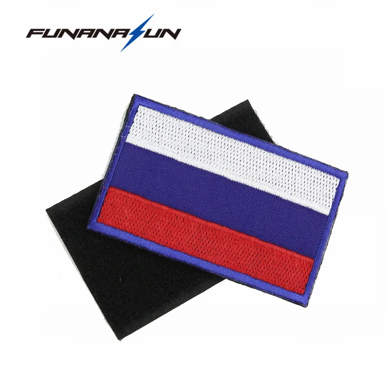 

Tactical Russia Flag Embroidery Patch Military 3D Badge Backside Stickers for Clothes Uniform Hook/Loop