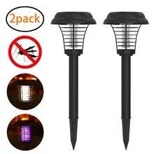 2 шт. Светодиодная лампа на солнечных батареях москиты насекомые-вредители ошибка уличный фонарь с функцией уничтожения насекомых лампа для сада внутренний дворик анти-ловушка для насекомых Убийца лампа