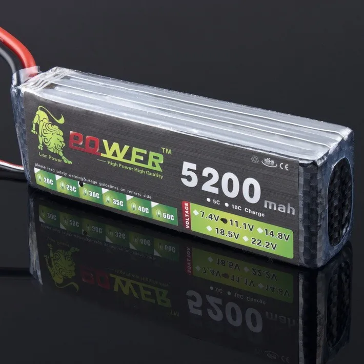 

High-Quality LION POWER Lipo 3S Battery 11.1v 5200mAh 30C Battery For RC Helicopter RC Car Boat Quadcopter Remote Control Toys