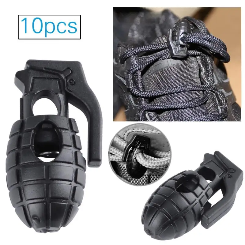 

10pcs/set EDC Grenade Shape Shoelace Buckles Tactical Hiking Boots Press Shoes Grenade Shoelace Tightening Buckle