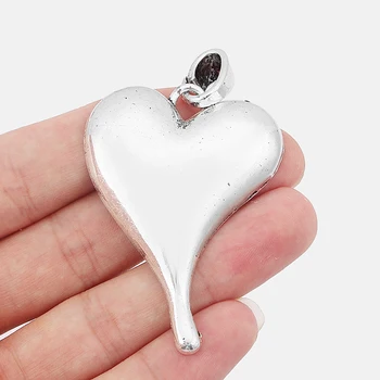 

2pcs Antique Silver Color Charms Abstract Heart Pendant for Necklace Jewelry Making Findings 59*42mm
