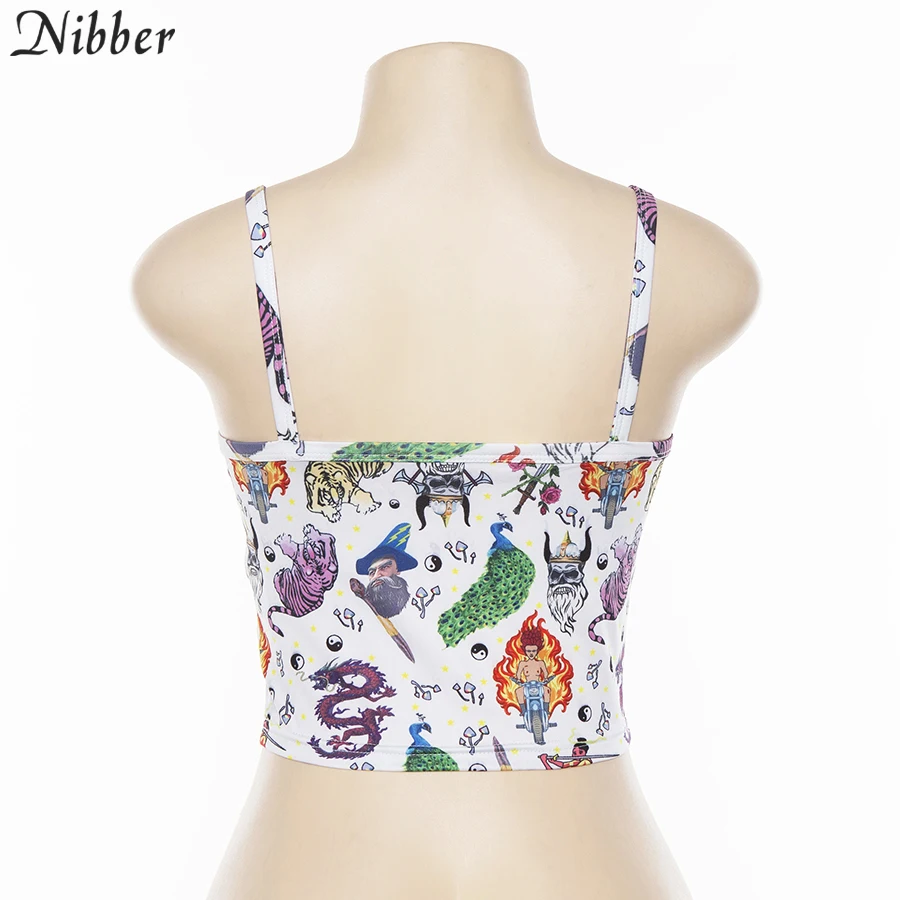 Nibber2019summer милый молочный шелк с принтом короткий топ Женская рубашка camis модная базовая без рукавов стрейч-Футболка женская повседневная майка