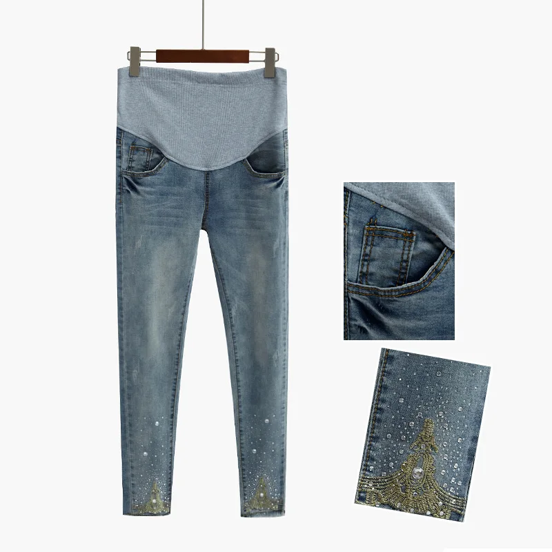  Pregnant women's jeans Elastic waist Pregnant women's pants Pregnant women's clothes ropa de maternidad leggings maternity 3XL