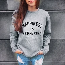 Dámská mikina sportovního vzhledu s nápisem Happiness is expensive