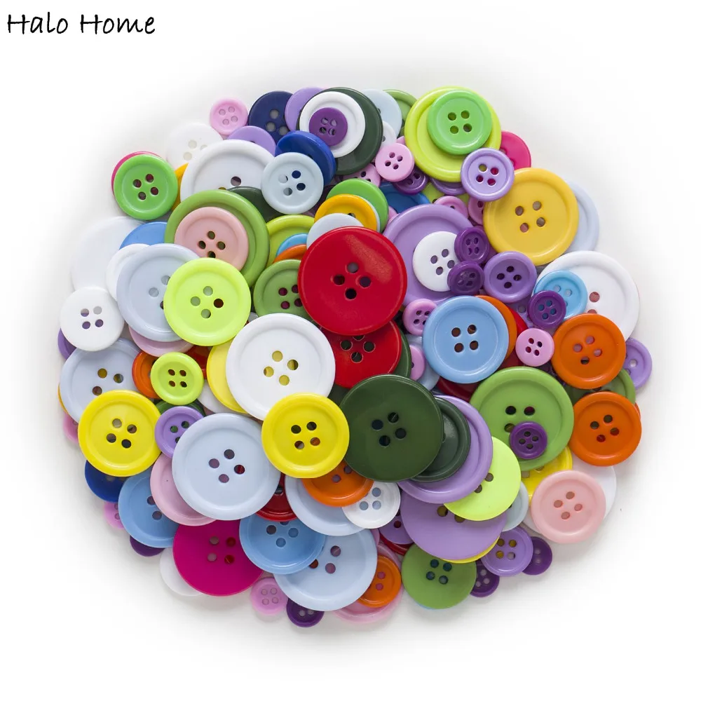

50 Gram Mixed Color Round Resin Sewing Buttons Scrapbook Mix Size Card Making DIY Home Decor Tools 9-30mm