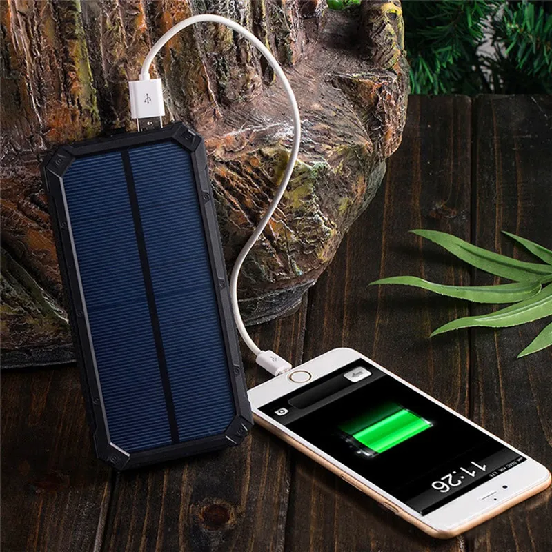 30000mah solar Power Bank External Battery charge Dual USB Powerbank