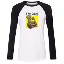 Guardians of the Galaxy I am Groot Tree people Girls T shirt For Women girls long sleeves Tee Tops Printed Tee Cosplay costume