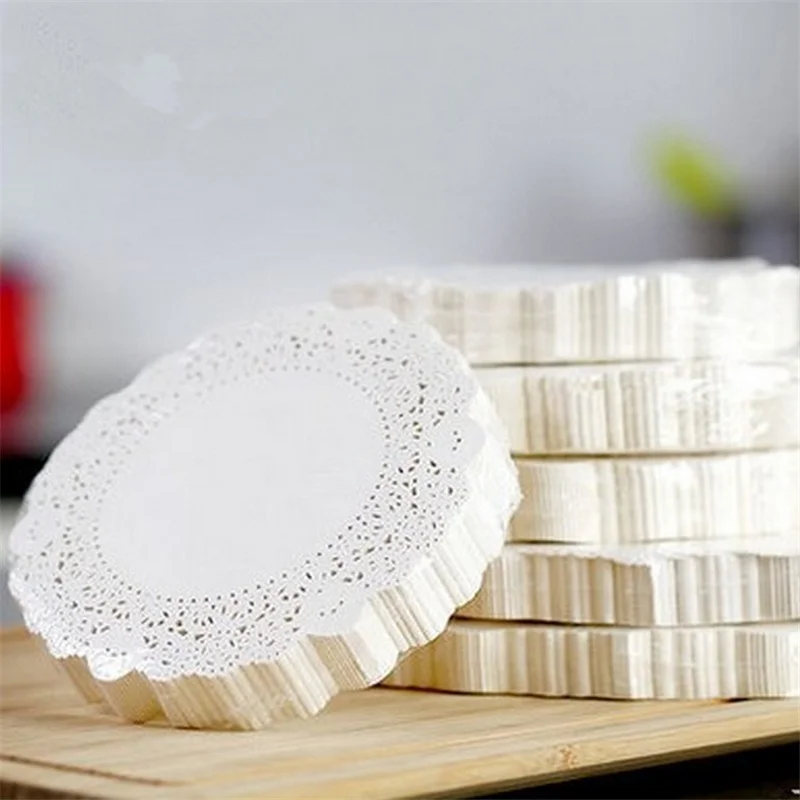200 Pcs Eco-Friendly Grease-Proof White Paper Doilies for Party Wedding Christmas Table Decorative Cake Holder