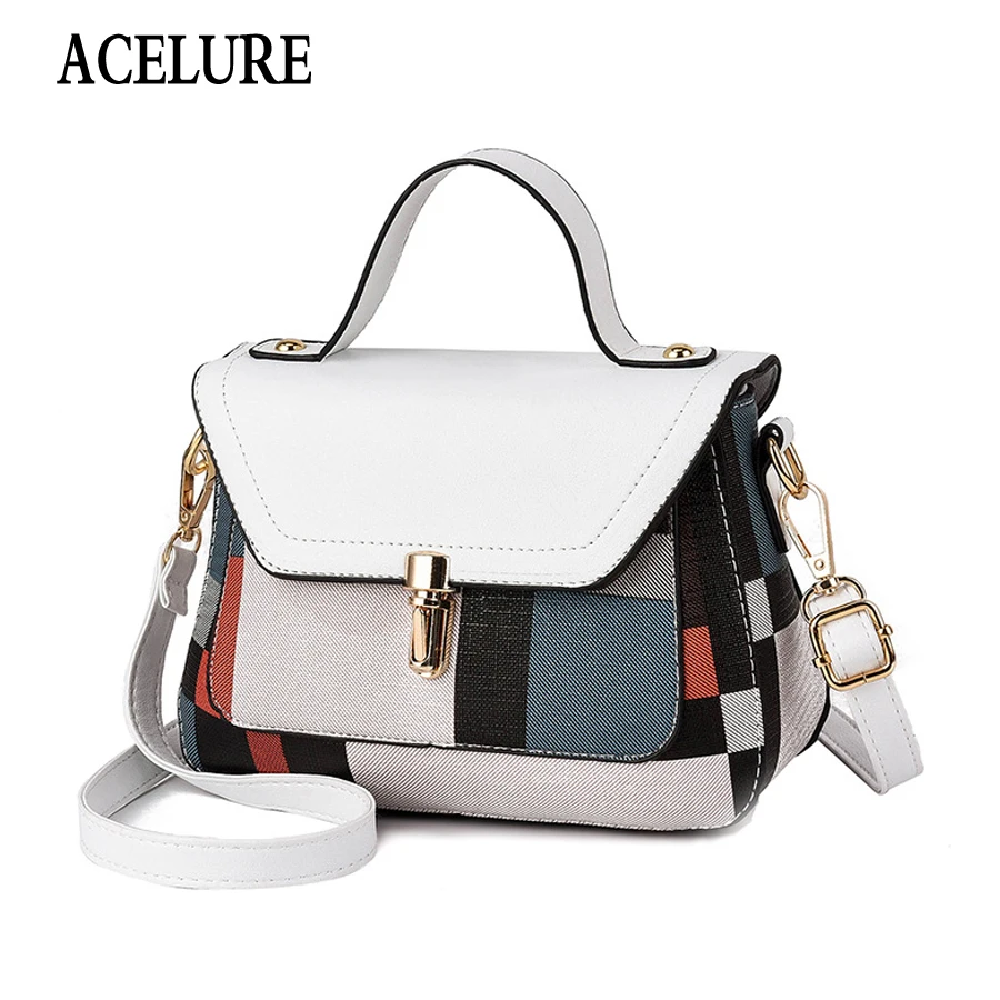 

ACELURE New Brand Women Plaid Totes Hotsale Hasp Cover Small Flap Single Handbag Lady Party Messenger Crossbody Shoulder Bag