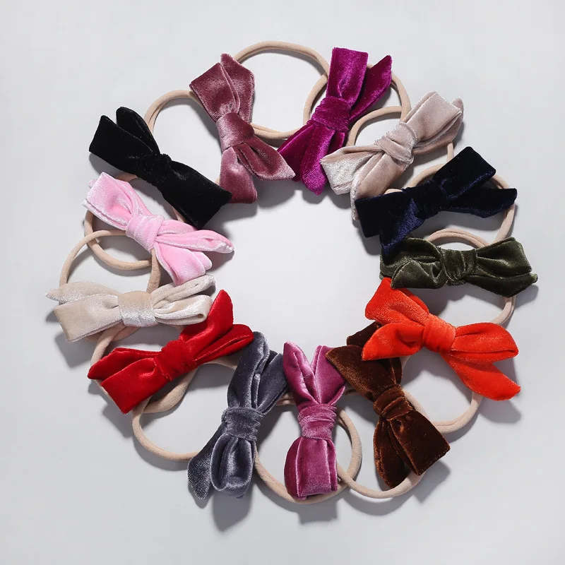 

Trendy Cute Velvet Sailor Hair Bow Elastic Nylon Headband 2019 Hair Bands DIY Hair Accessories For Kids Girl Headwear