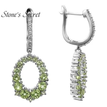 6.13ctw круглый Маньчжурский перидот с. 50ctw круглый белый цирконий стерлингового серебра серьги