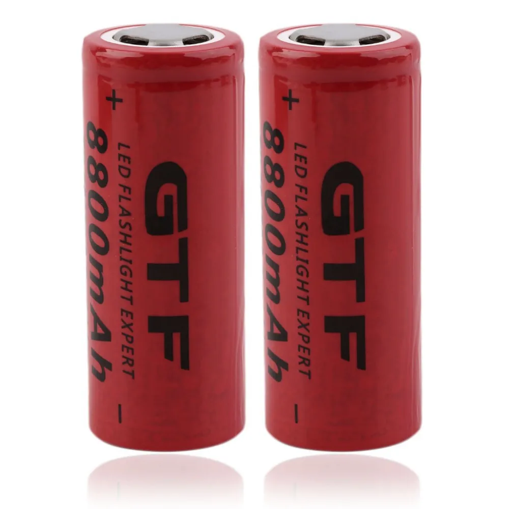 GTF 2 шт. 26650 Батарея 3 7 V 8800 мА/ч Перезаряжаемые Li Ion + EU/US Зарядное устройство для