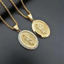 Vierge marie pendentif collier pour femmes filles couleur or notre dame bijoux en gros Colar Madonna chaîne à la mode