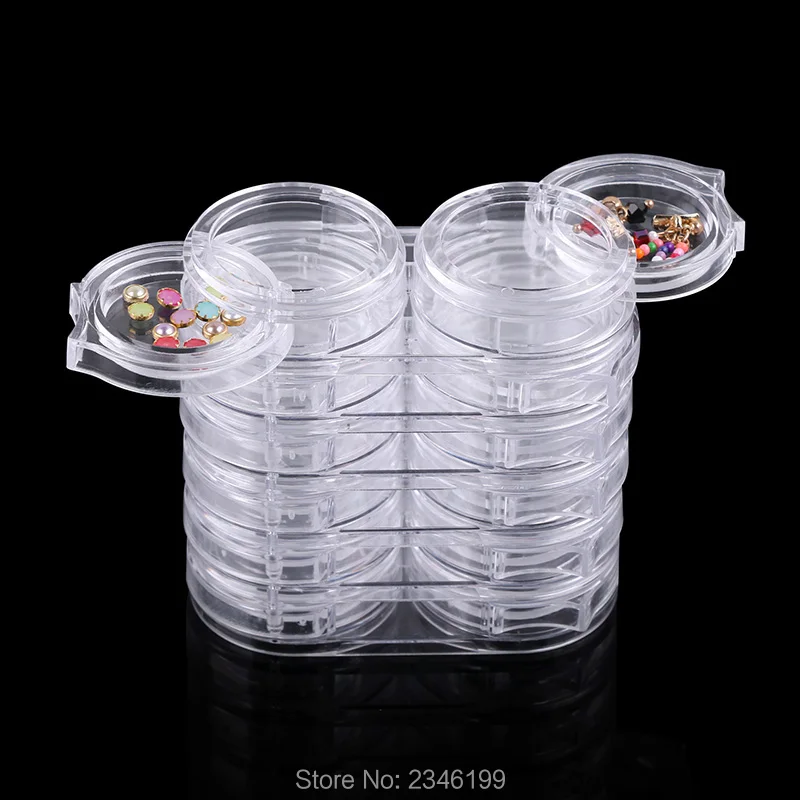Special Offer for  2pcs/lot Empty Arcylic Nail Art Accessories Clear Empty Round Nail Rhinestones Refillable Container