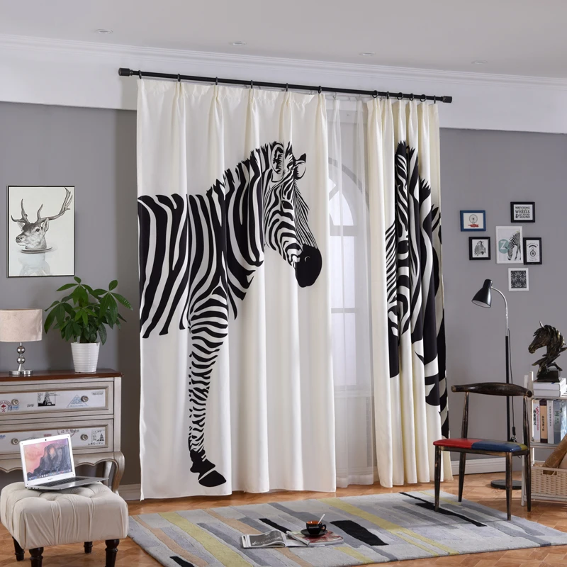 Одинарные панели цифровая печать 3d занавески s для спальни украшения окна современный стиль зебра узор окно детская комната занавеса