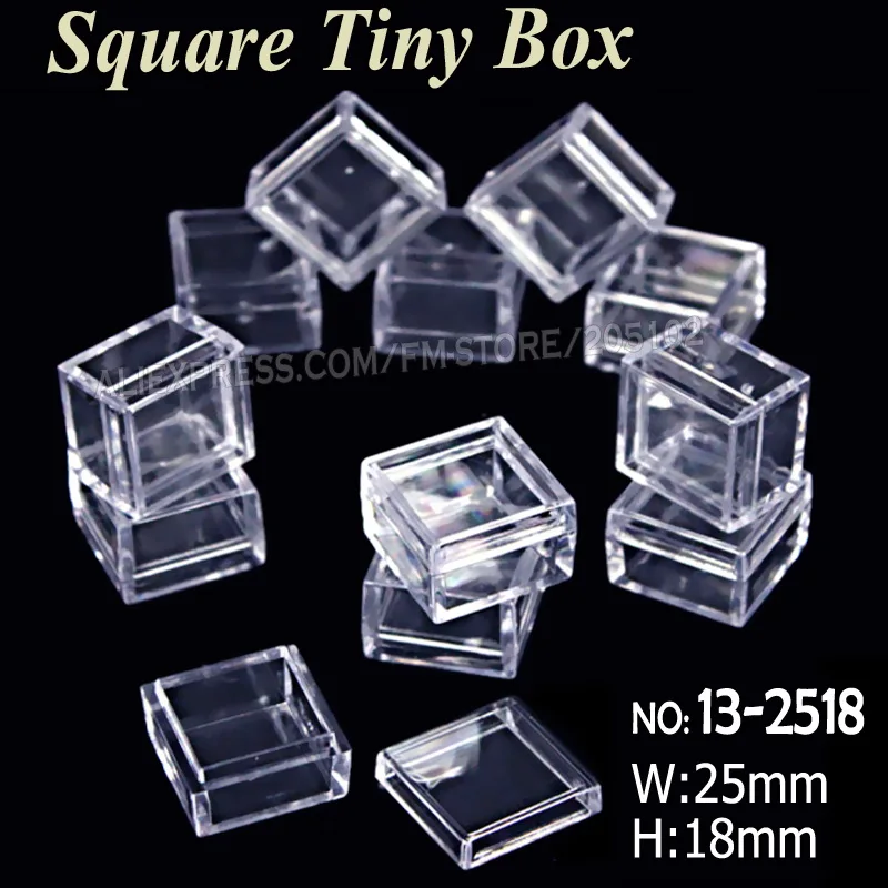 25x18mm Tiny Square Box Clear Plastic Storage for DIY Tool Nail Art Jewelry Accessory beads stones Crafts case container
