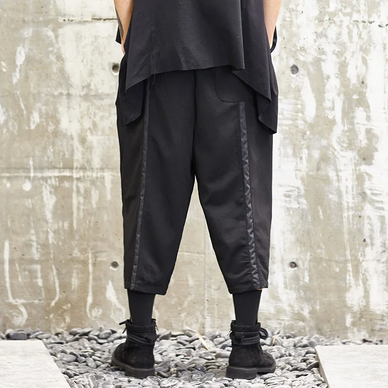 Мужские новые свободные модные повседневные брюки уличная одежда темно-черные широкие брюки мужские брюки в японском стиле брюки-кимоно