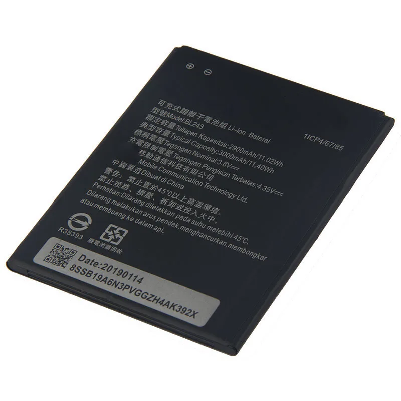 

Original High Capacity BL243 Battery For Lenovo K3 Note K50-T5 K50-T3S A5500 A5860 A5600 A7000 A7600 2900mAh