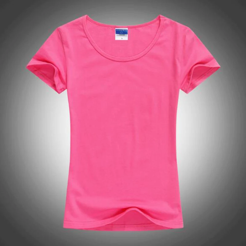 

2018 Summer Cotton Tshirt Women Can Custom Logo Femme Poleras De Mujer Camisas Femininas Female Solid Basic T Shirt 18 Colors