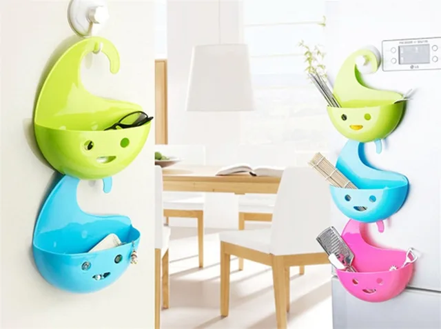 New Arrival 1pc Smiling Face Hanging Storage Basket Decorative New Arrival 1pc Smiling Face Hanging Storage Basket Decorative Bathroom Sundries Holder Kitchen Organizer