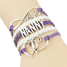 Бесконечная любовь браслет nanny подарок для NANA сердце Шарм кожаные браслеты и браслеты для женщин ювелирные изделия