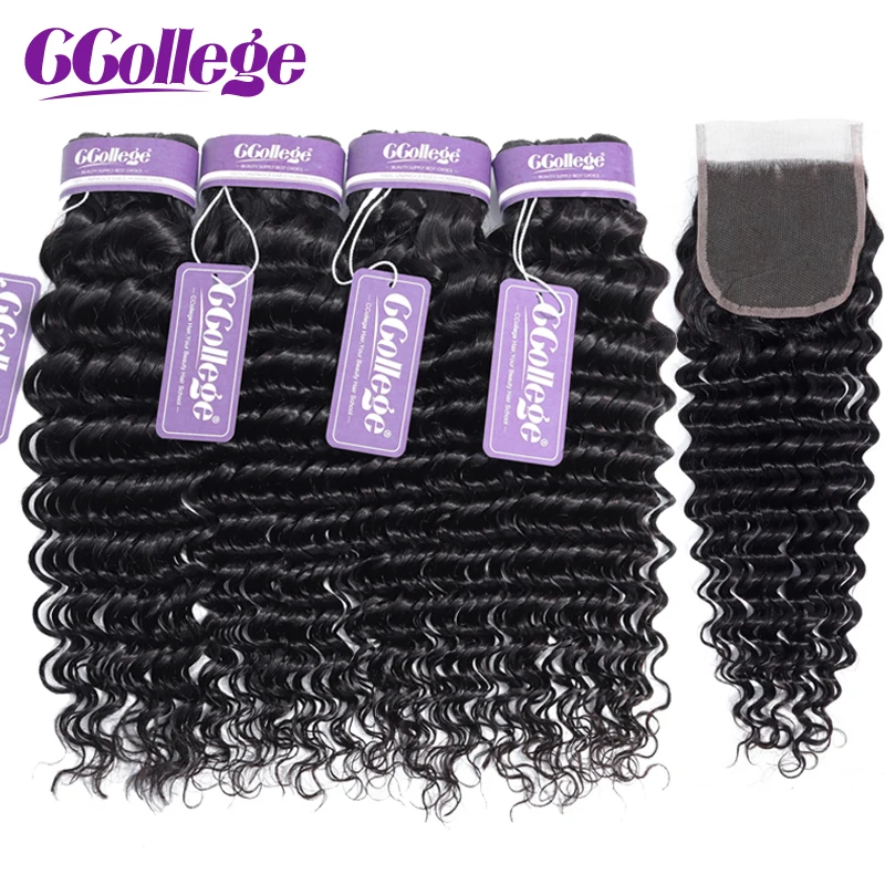 

Ccollege Hair Deep Wave Malaysian Hair Bundles With Closure Remy Hair Extension 3 Bundles With Closure Human Hair With Bundles