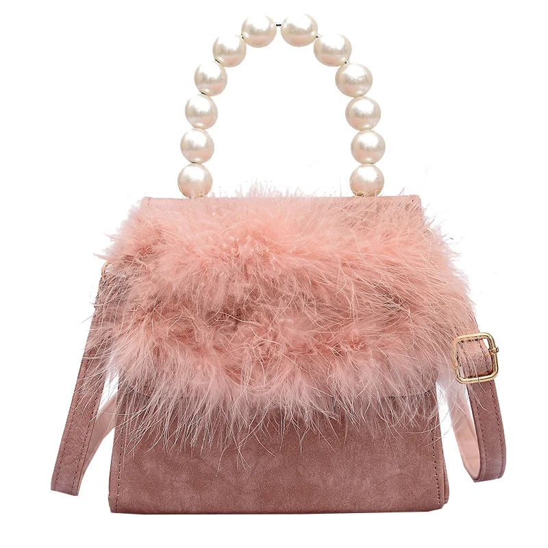 

Luxury Ladies Pearl Tote Bag 2018 New Quality Matte Pu Leather Women's Designer Handbag Plush Shoulder Messenger Bag