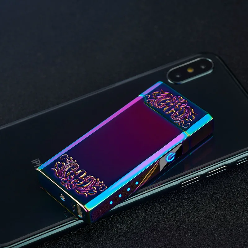 

2019 New Double Arc Plasma USB Lighter LED Power Display Electric Rechargeable Lighters Cigarette Gadgets for Men