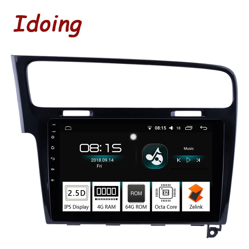 Clearance Idoing 1Din 10.2inch Android8.0 Car Radio GPS Multimedia Player For VOLKSWAGEN Golf 7 2013(piano black) Octa Core 4 RAM 64G ROM 1